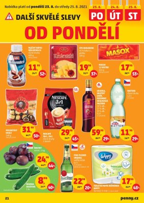 akční leták Penny Market 19.8.2021-25.8.2021