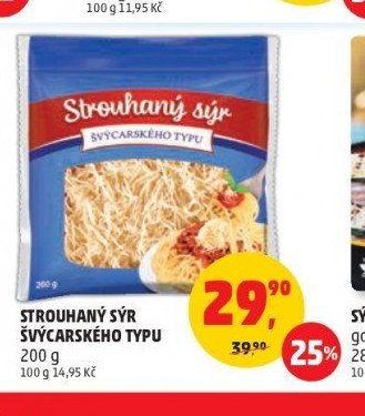 Strouhaný sýr švýcarského typu 200 g