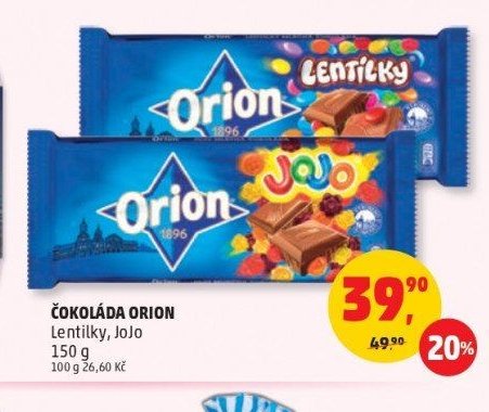 ČOKOLÁDA ORION, LENTILKY, JOJO
