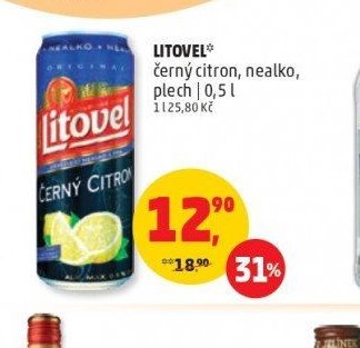 LITOVEL černý citron, nealko, plech 0,5 l