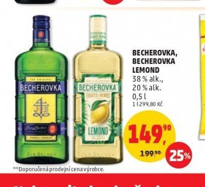 BECHEROVKA, BECHEROVKA LEMOND 38 % alk., 20 % alk. 0,5 l