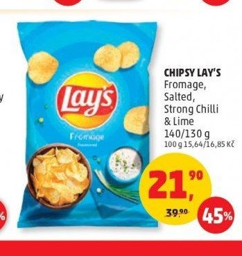 CHIPSY LAY'S Fromage, Salted, Strong Chilli & Lime 140/130 g