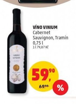 VÍNO VINIUM Cabernet Sauvignon, Tramín 0,75 l