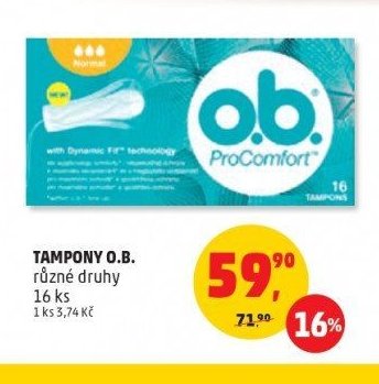 TAMPONY O.B. různé druhy 16 ks