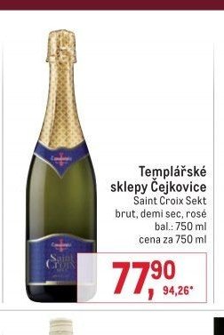 Templářské sklepy Čejkovice Saint Croix Sekt