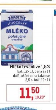 Mléko trvanlivé 1,5%
