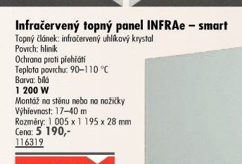 Infračervený topný panel INFRAe - smart 1 200 W - UNI HOBBY akcniletaky.com