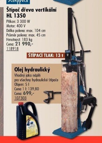 Štípač dřeva vertikální HL 1350 - UNI HOBBY akcniletaky.com
