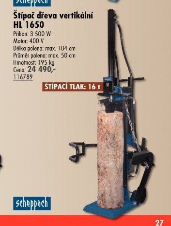 Štípač dřeva vertikální HL 1650 - UNI HOBBY akcniletaky.com
