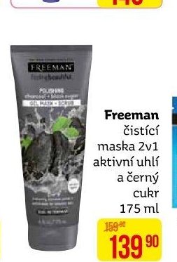 Freeman čistící maska 2v1 aktivní uhlí a černý cukr 175 ml