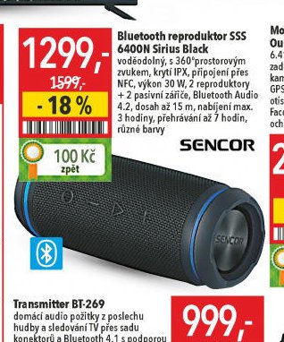 Bluetooth reproduktor SSS 6400N Sirius Black