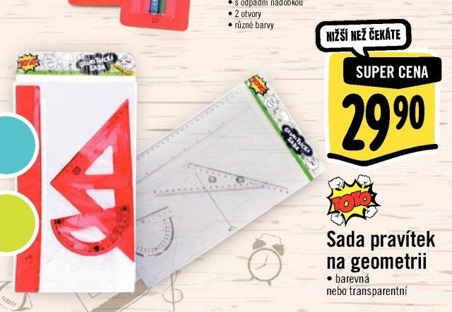 Sada pravítek na geometrii