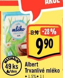 Mléko trvanlivé Albert - 1,5% polotučné