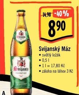 Pivo světlý ležák 11° Svijanský Máz Svijany