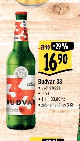 Budvar 33 světlý ležák