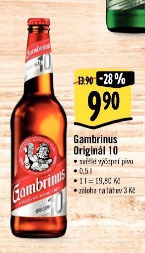 Gambrinus Originál 10 světlé výčepní pivo