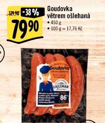 Klobása Goudovka větrem ošlehaná Láďa Grileman Kostelecké uzeniny