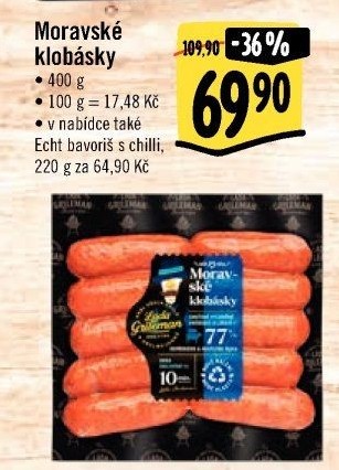 Klobásy Echt Bavoriš Láďa Grileman Kostelecké uzeniny