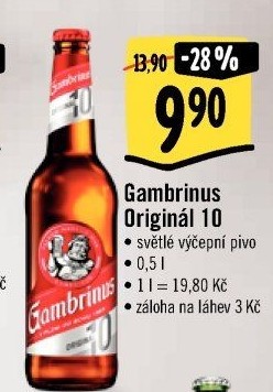 Pivo světlé výčepní Originál 10° Gambrinus
