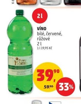 VÍNO bílé, červené, růžové 2 l