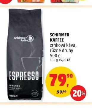 SCHIRMER KAFFEE zrnková káva, různé druhy 500 g