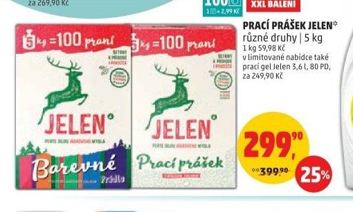 PRACÍ PRÁŠEK JELEN různé druhy 5 kg