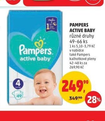 PAMPERS ACTIVE BABY různé druhy 49-66 ks