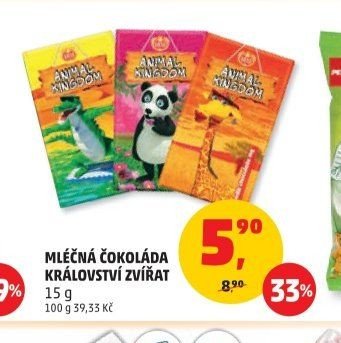 Mléčná čokoláda Království zvířat