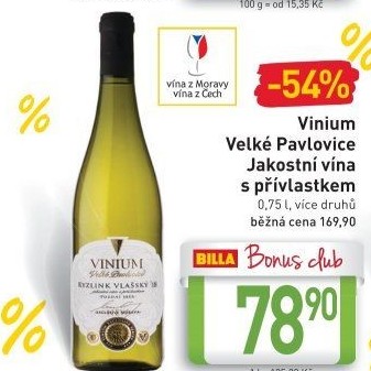 Vína Vinium Velké Pavlovice - přívlastková