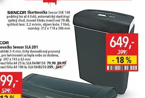 SENCOR Skartovačka Sencor SSK 160