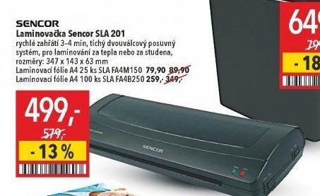 SENCOR Laminovačka Sencor SLA 201