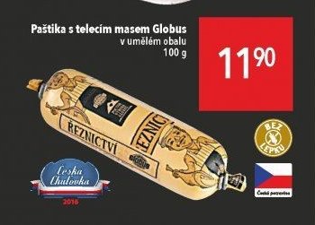 Paštika s telecím masem Globus, v umělém obalu