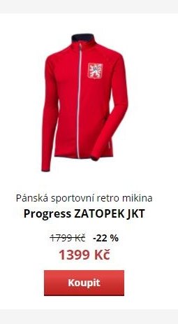 Pánská sportovní retro mikina Progress ZATOPEK JKT