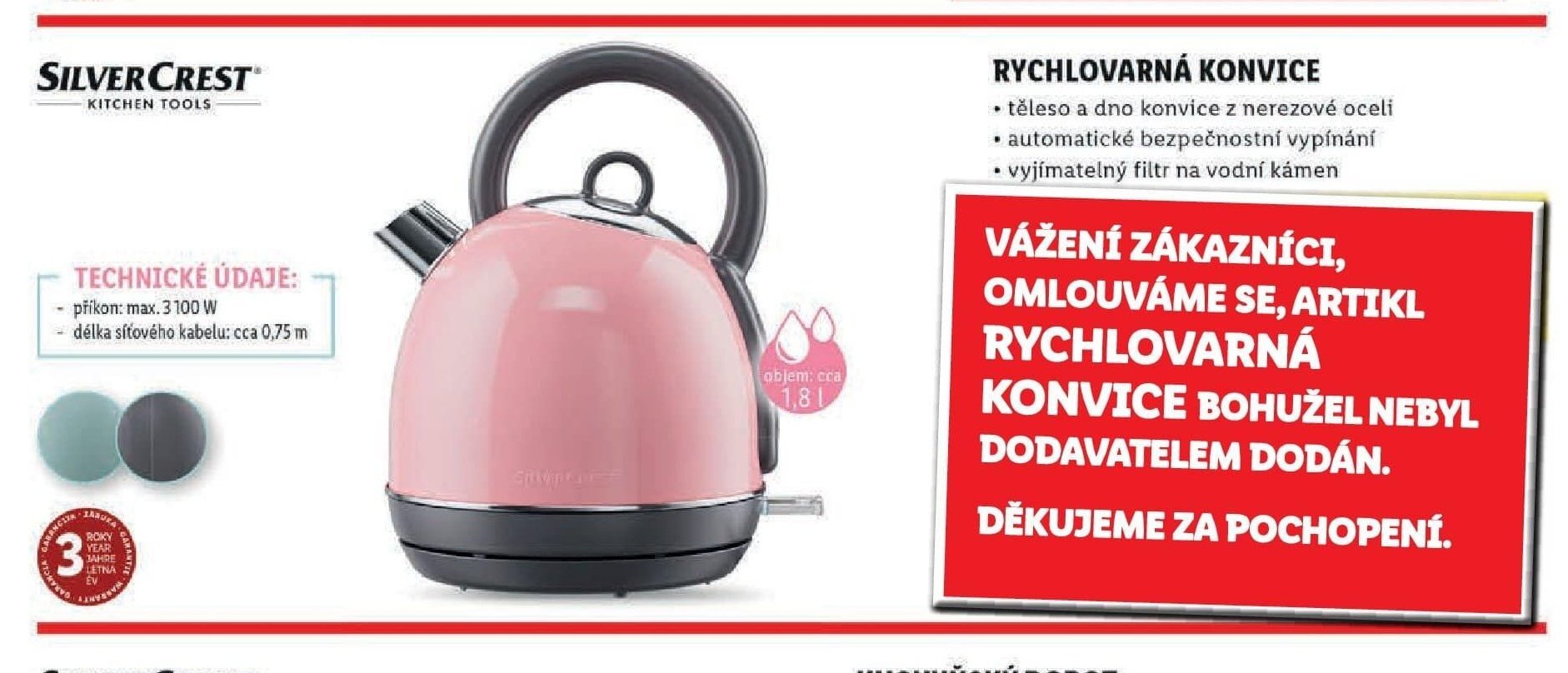 Silvercrest Rychlovarná konvice