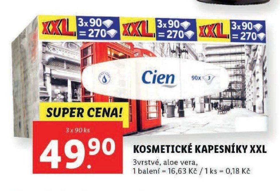 Cien kosmetické kapesníky XXL