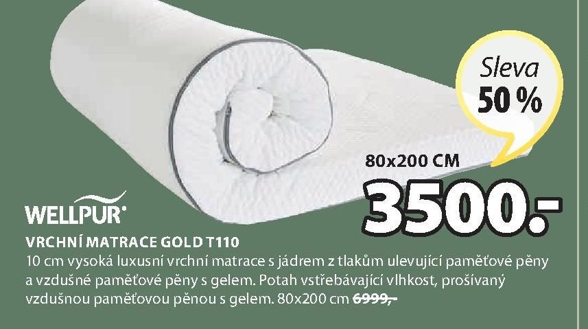 WELLPUR VRCHNÍ MATRACE GOLD T110