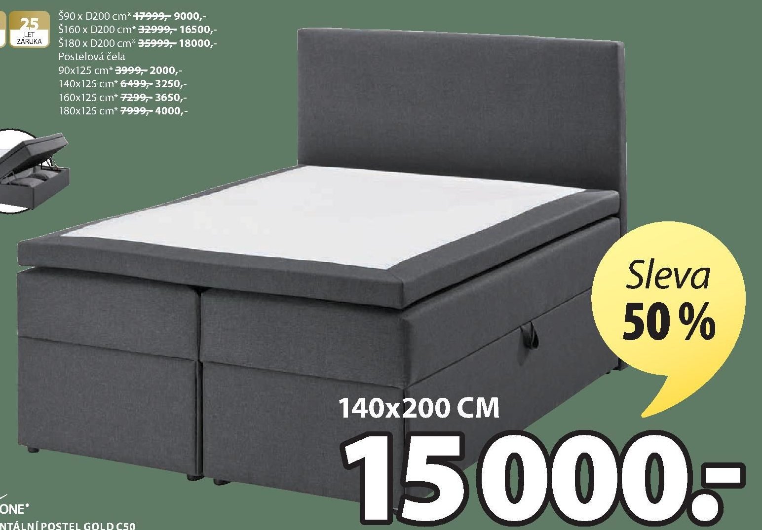 Kontinentální postel GOLD C50