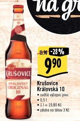 Pivo světlé výčepní Originál Královská 10° Krušovice