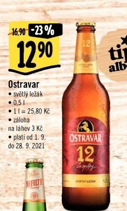Pivo světlý ležák 12° Ostravar