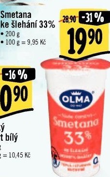 Smetana ke šlehání Olma 33%