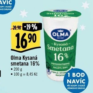 Smetana zakysaná Olma 16%
