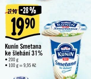 Smetana ke šlehání Kunín 31%