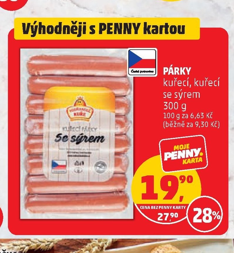 Párky kuřecí, kuřecí se sýrem 300 g