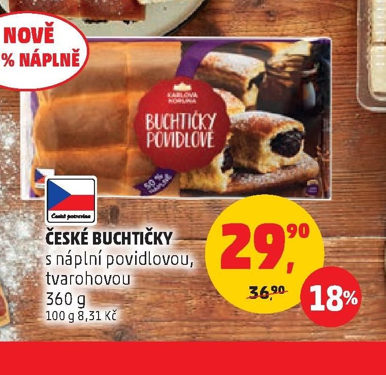 České buchtičky s náplní povidlovou, tvarohovou 360 g