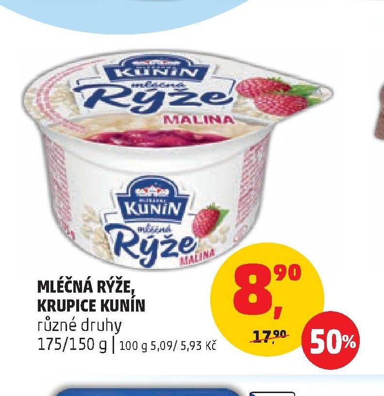 Mléčná rýže, Krupice Kunín
