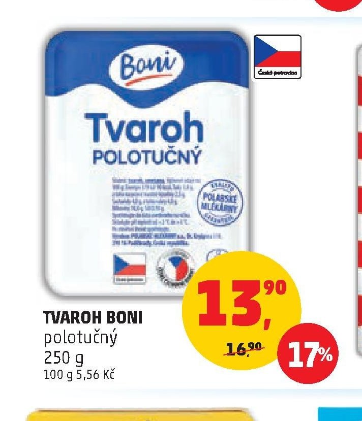 Tvaroh Boni polotučný