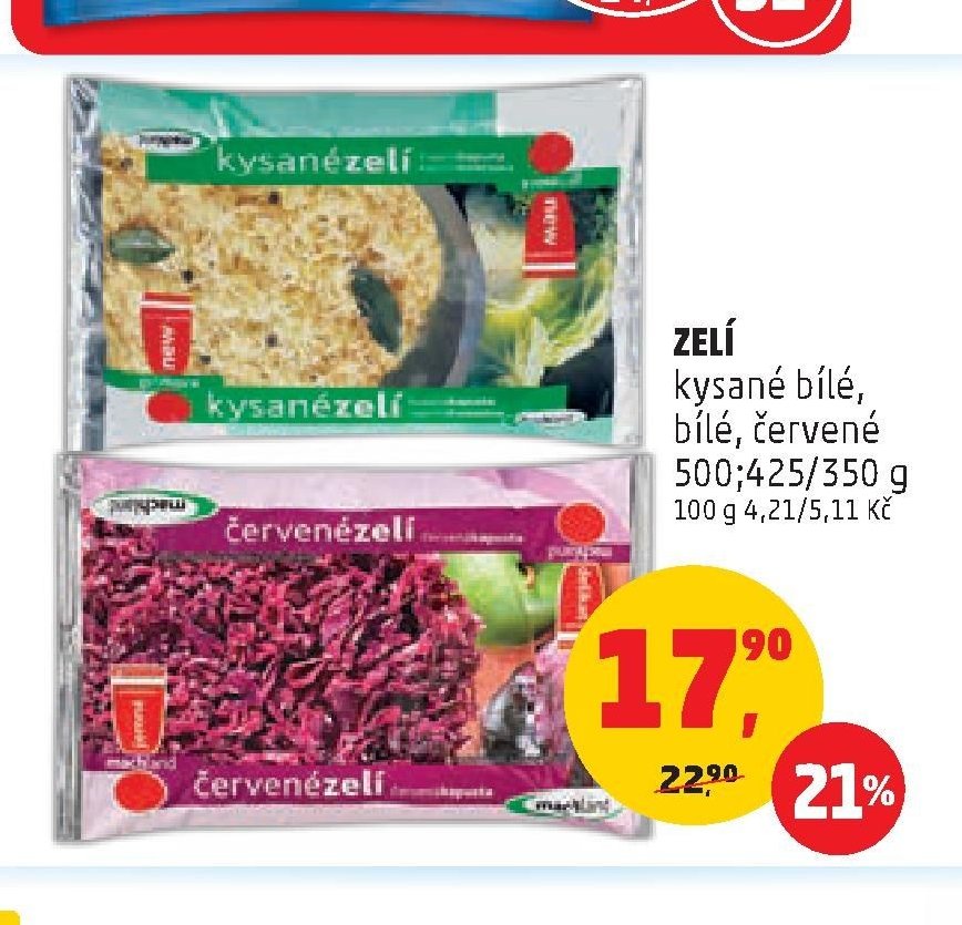 ZELÍ kysané bílé, bílé, červené