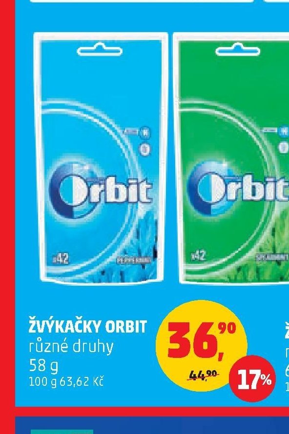ŽVÝKAČKY ORBIT různé druhy 58 g