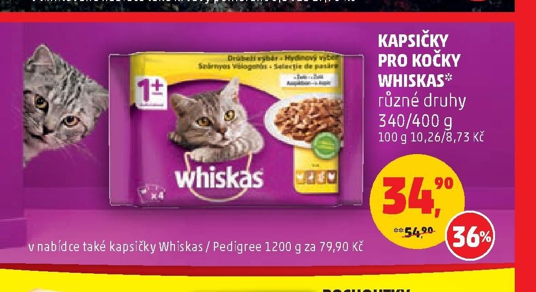KAPSIČKY PRO KOČKY WHISKAS různé druhy 340/400 g
