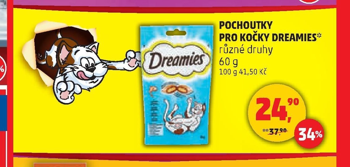 POCHOUTKY PRO KOČKY DREAMIES různé druhy 60 g